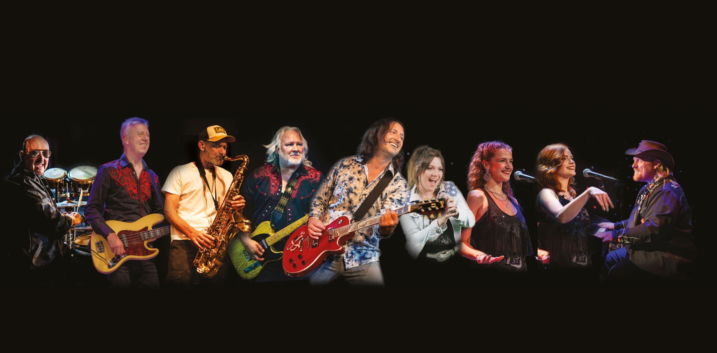 A montage rock band musicians