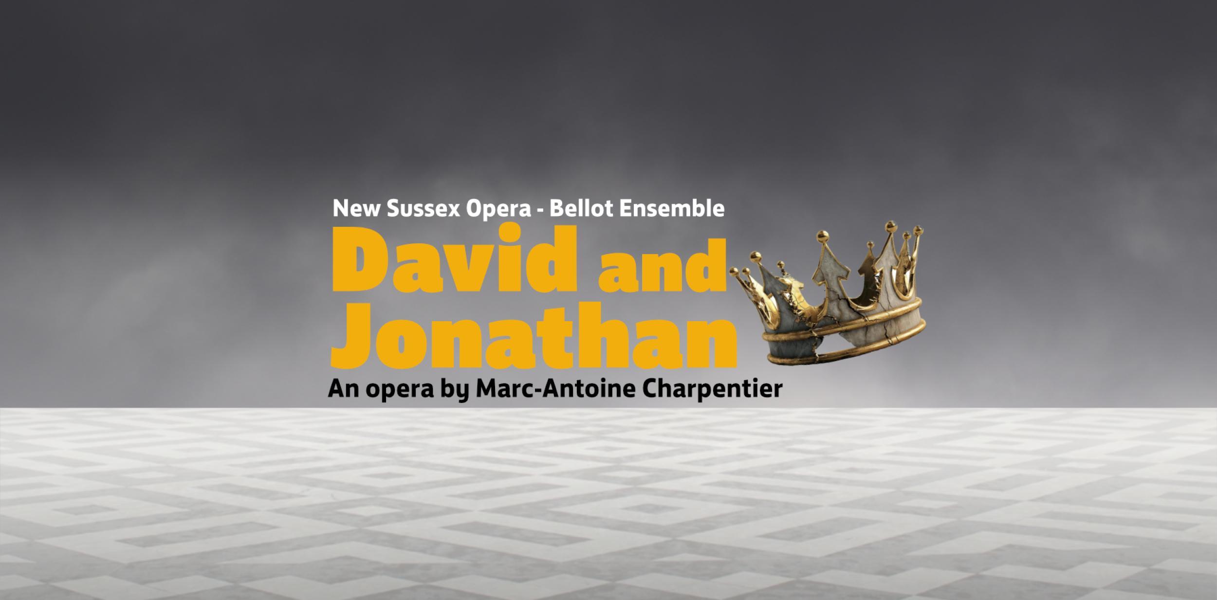 title text with floating crown