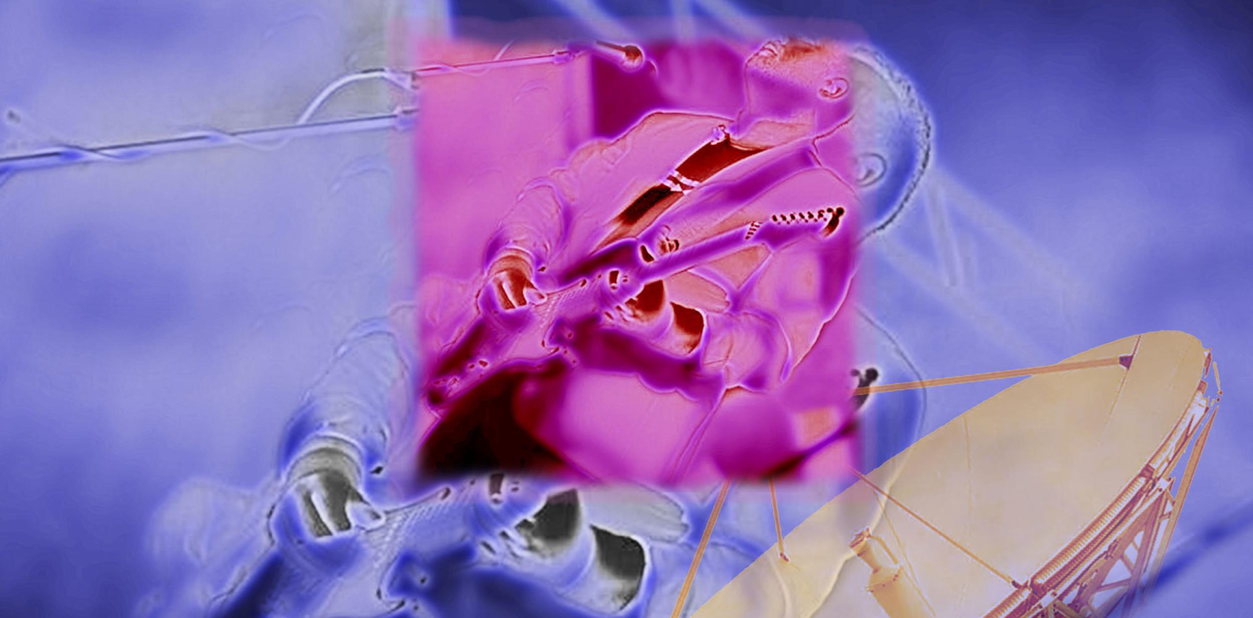 psychadelic image of a person playing the guitar