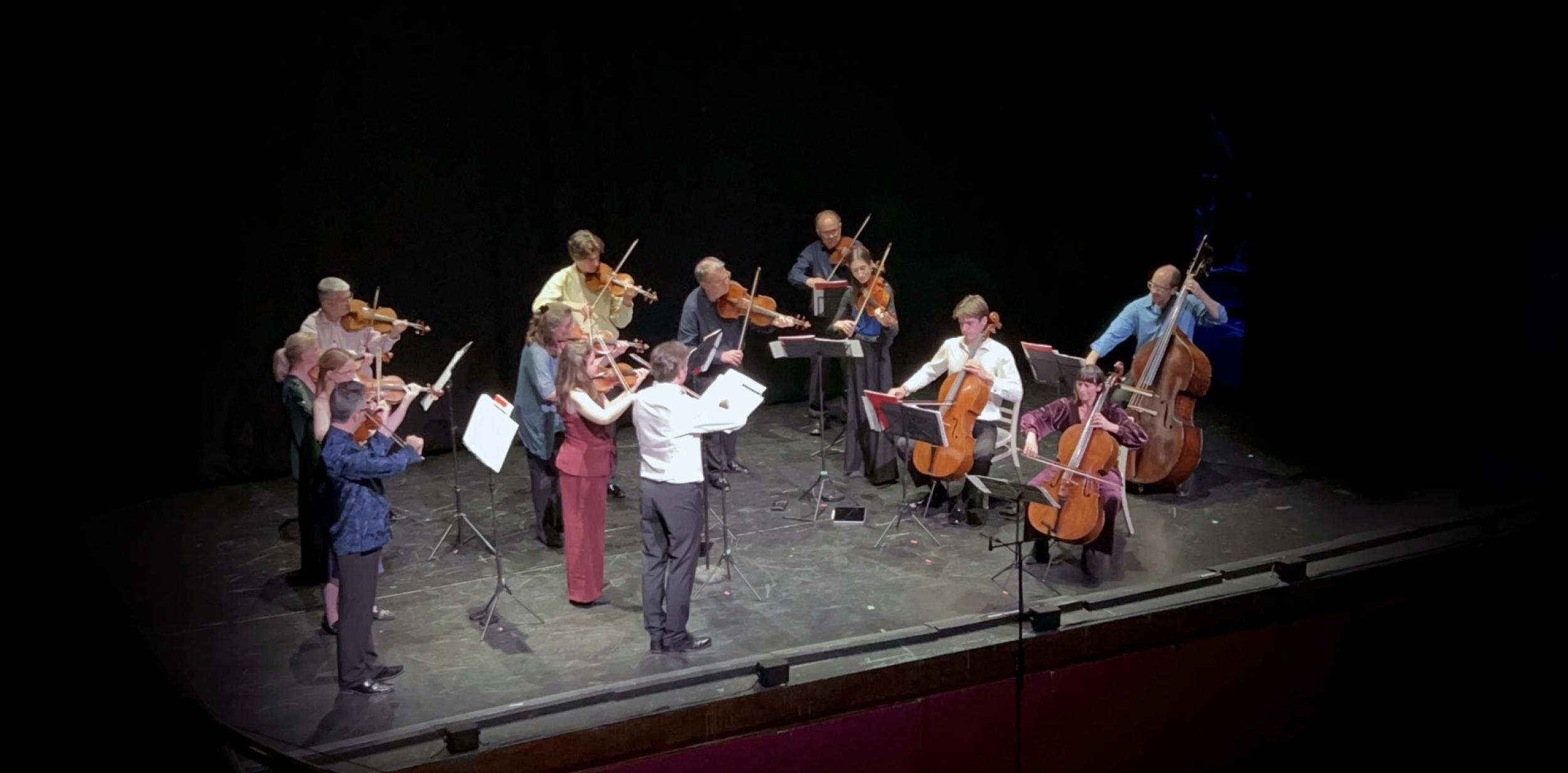 A musical orchestra on a stage