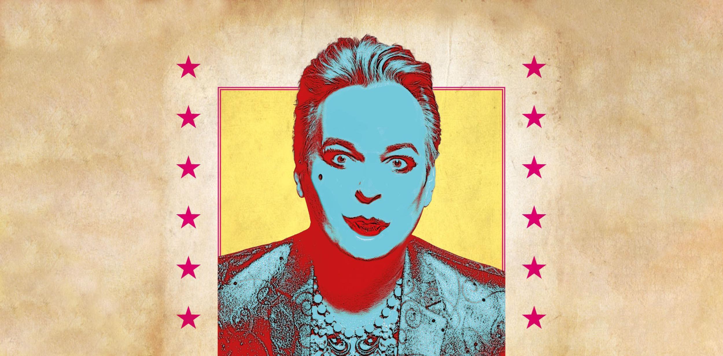 A pop art illustration of Julian Clary