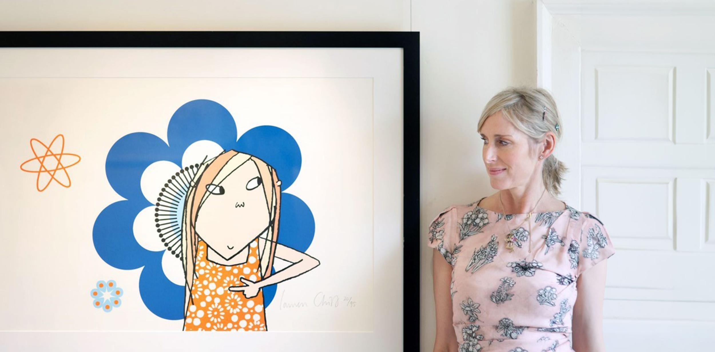 Lauren Child and an illustration of Clarice Bean