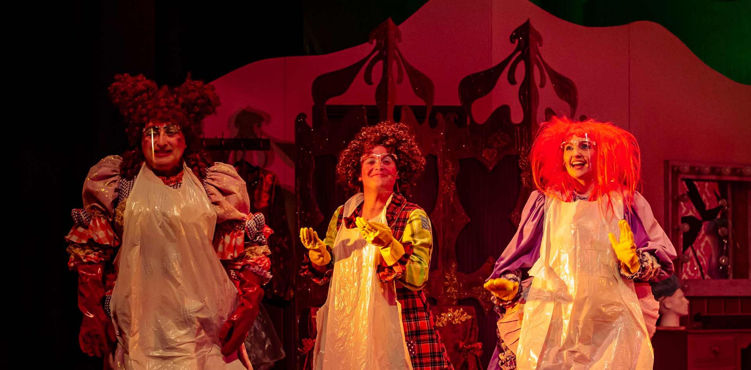 Panto cast performing on stage