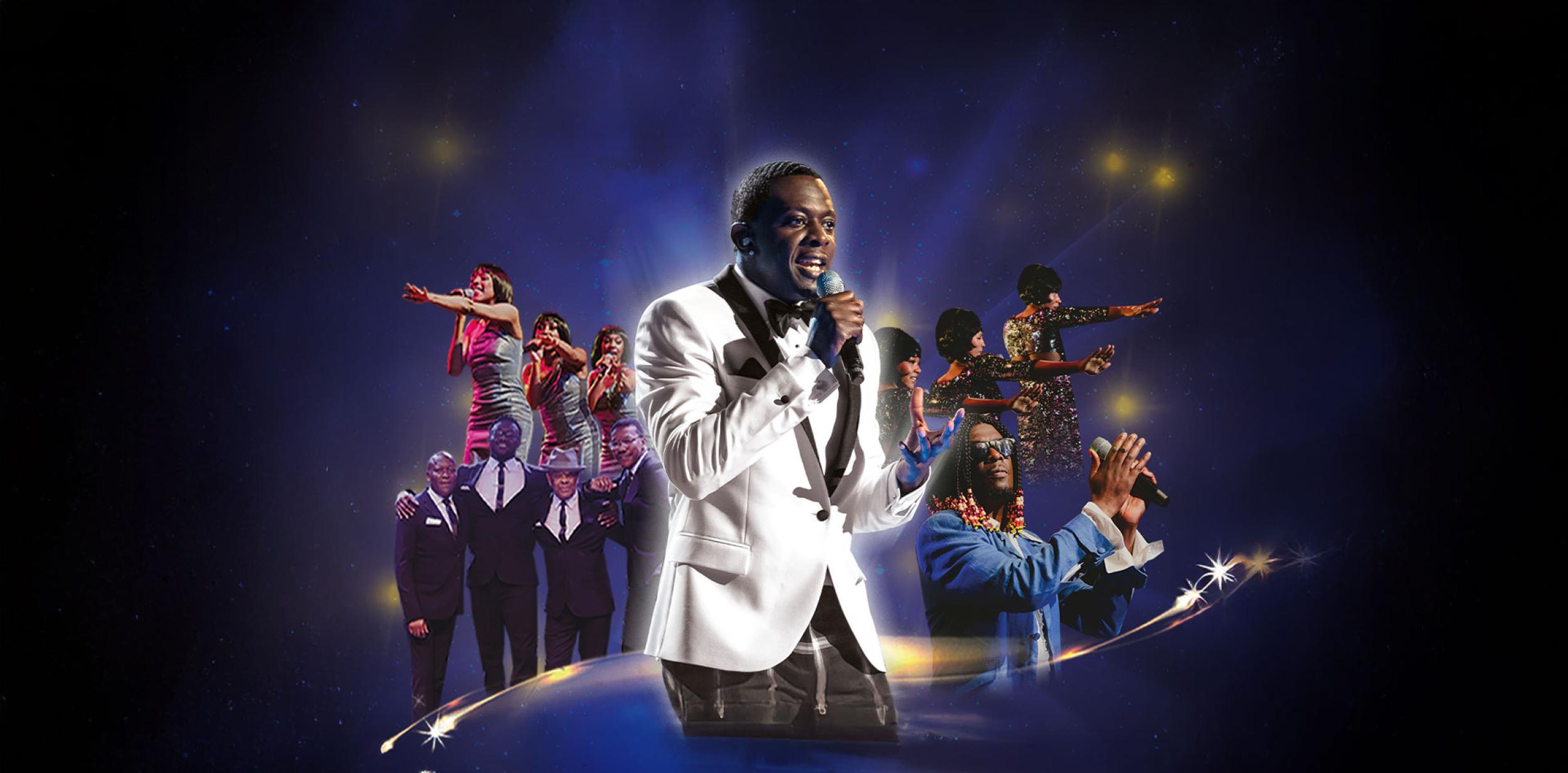 A collage of Motown artists