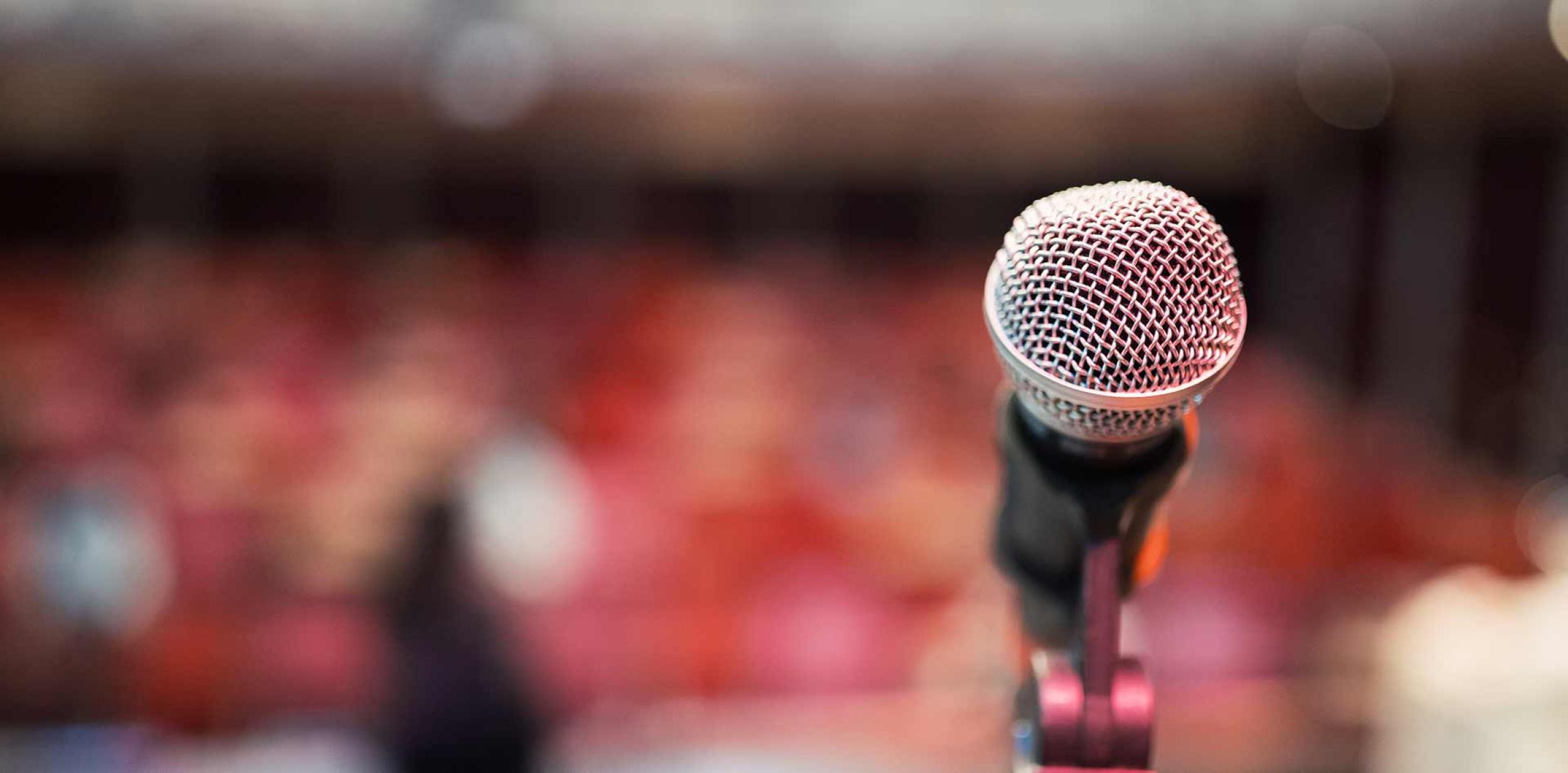 A microphone on a stage