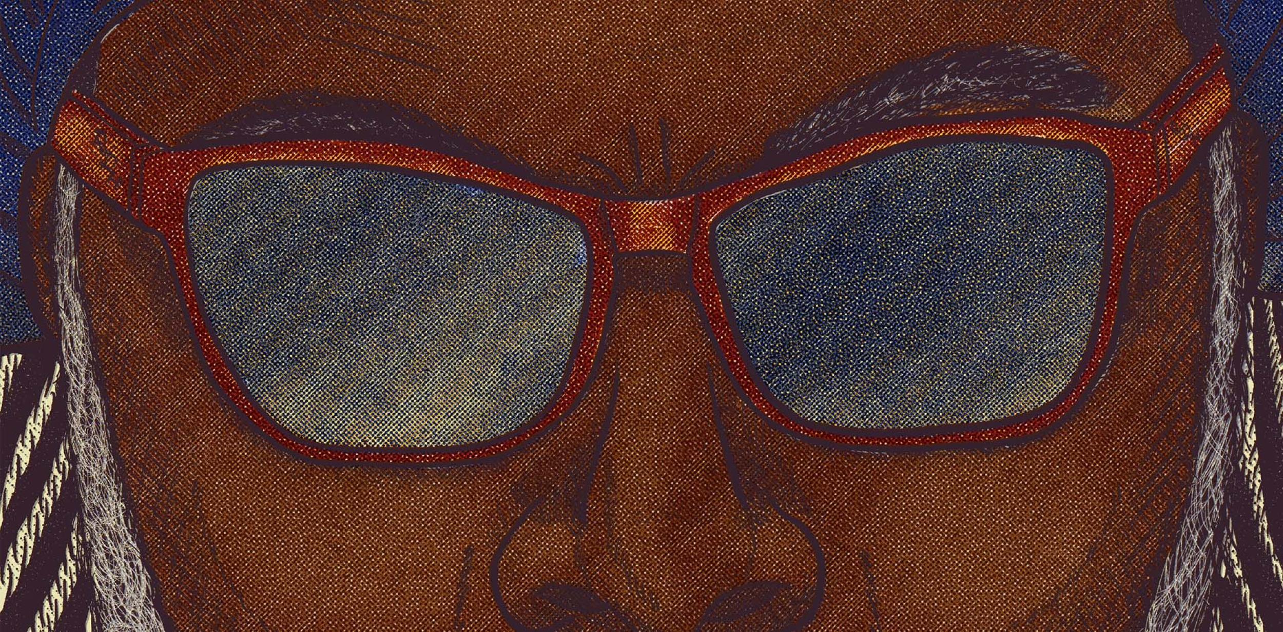 Illustration of man with dreadlocks wearing sunglasses