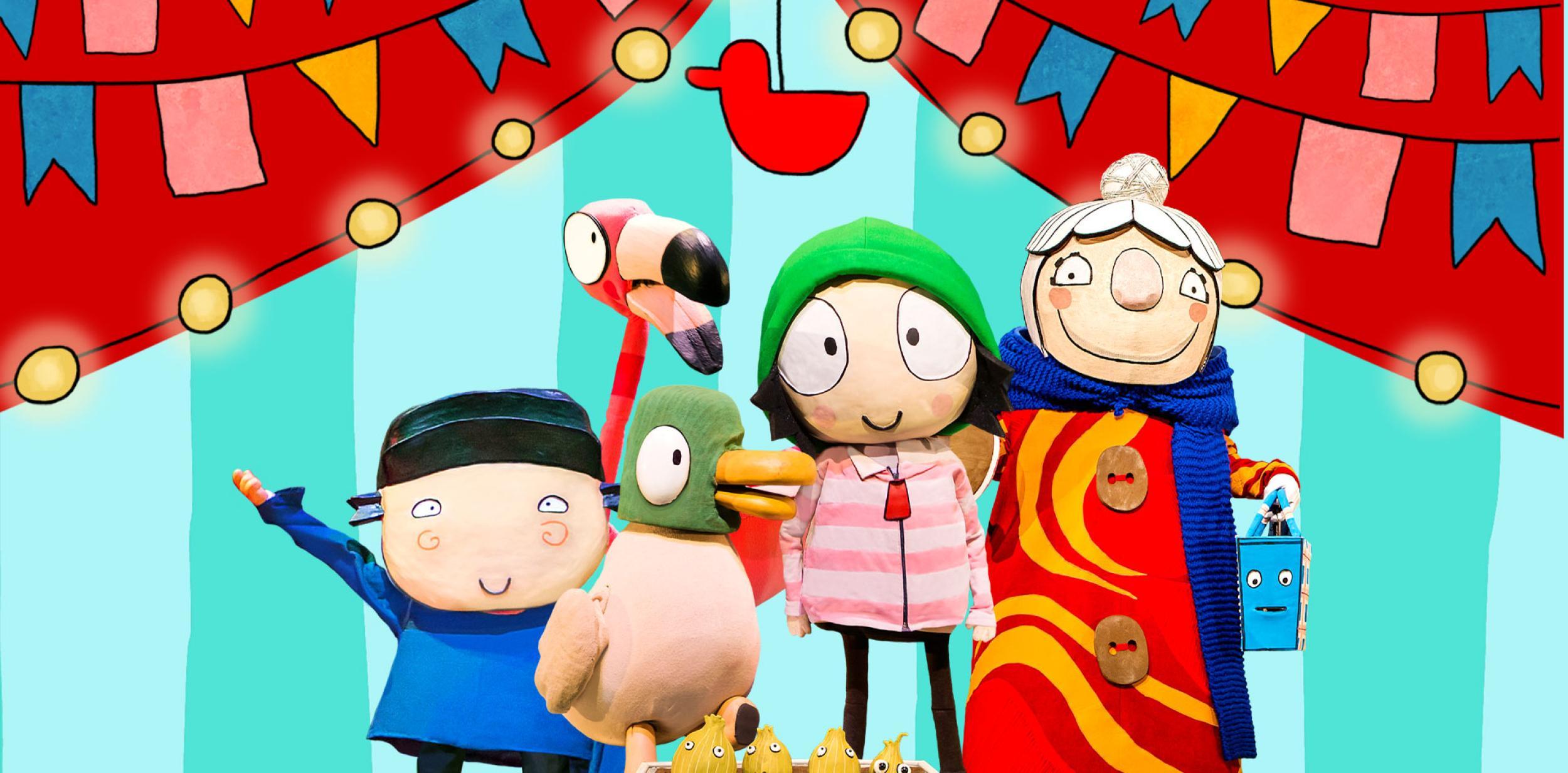 Sarah and Duck characters and puppets