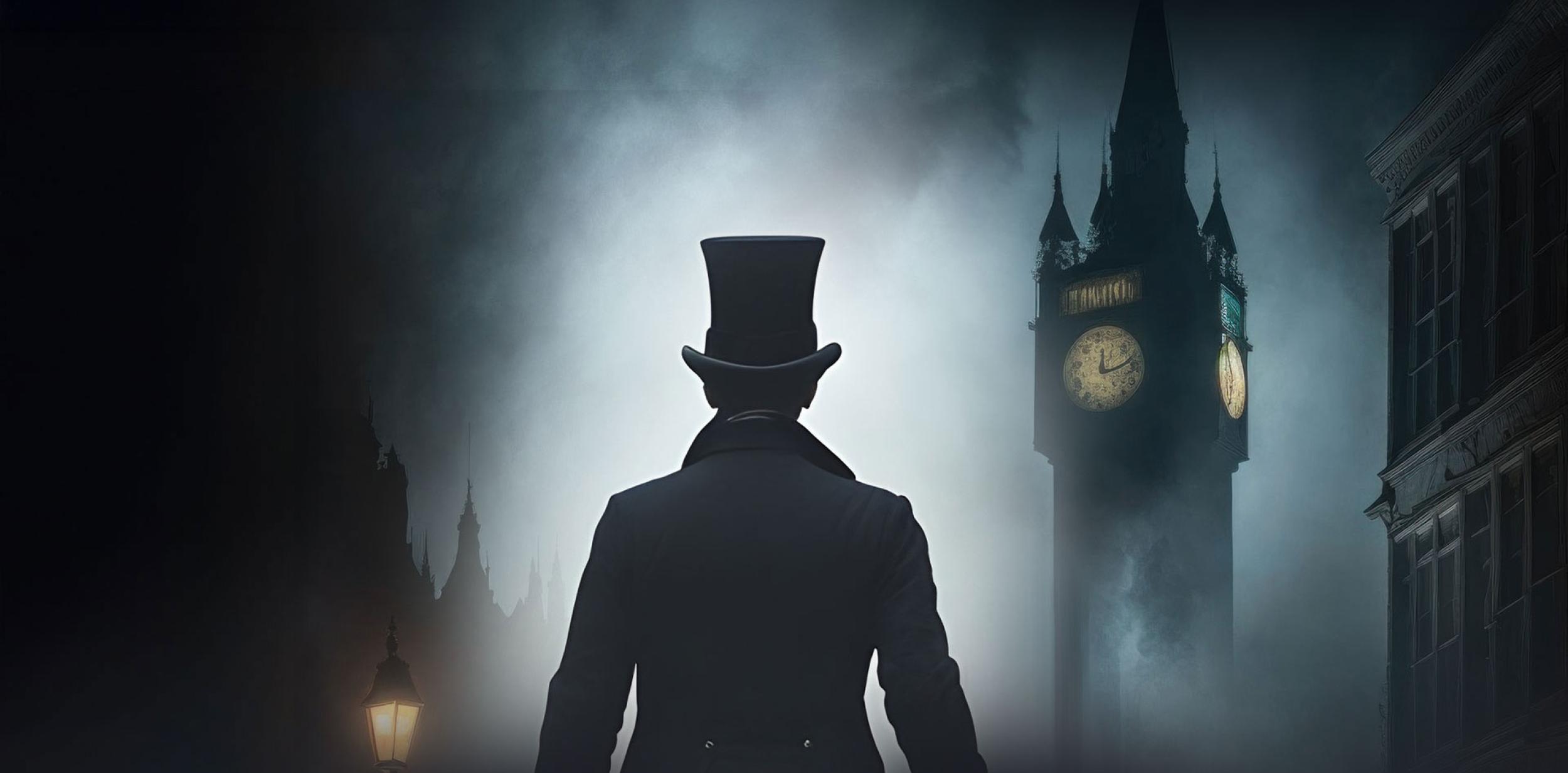 Sherlock Holmes in a misty London Landscape