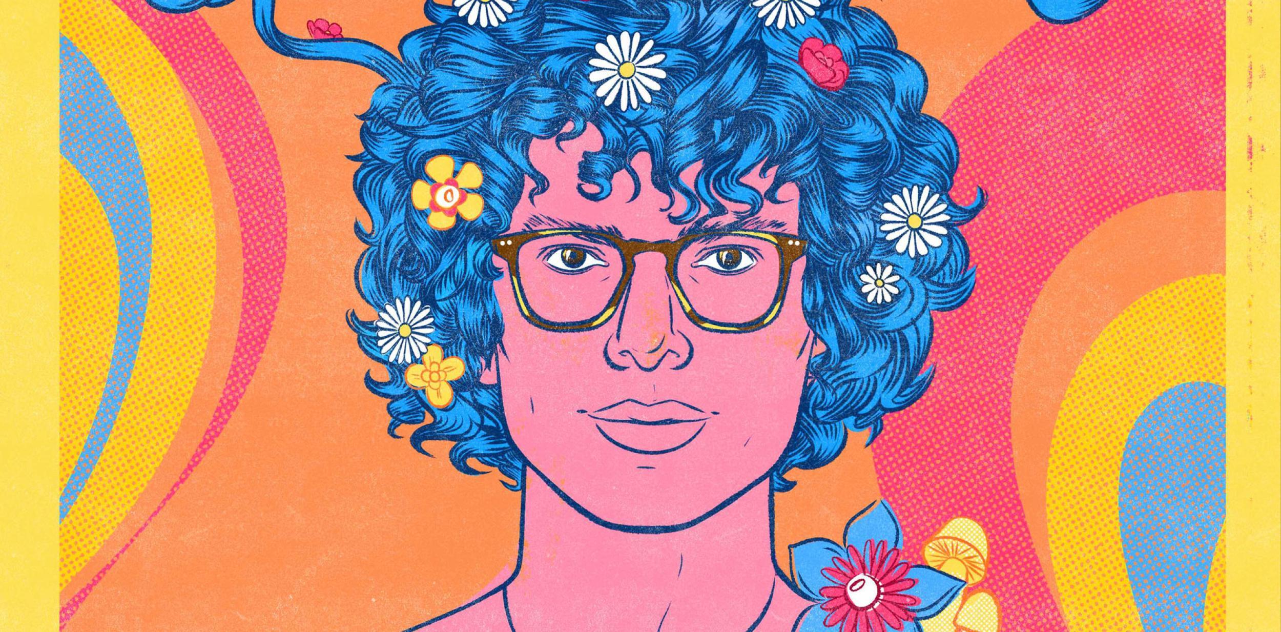 Psychedelic illustration of Simon Amstell