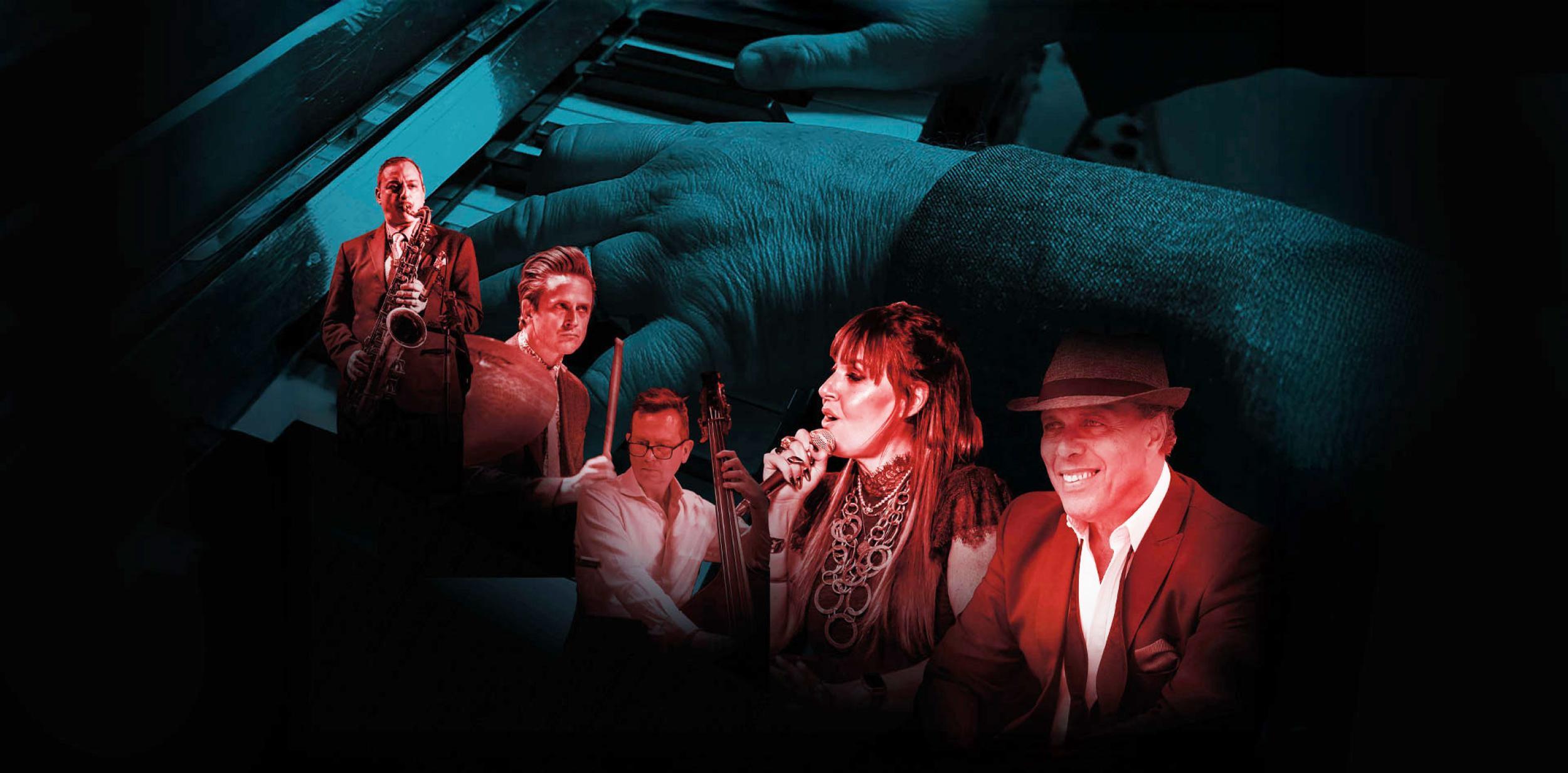 A collage of musicians and singers