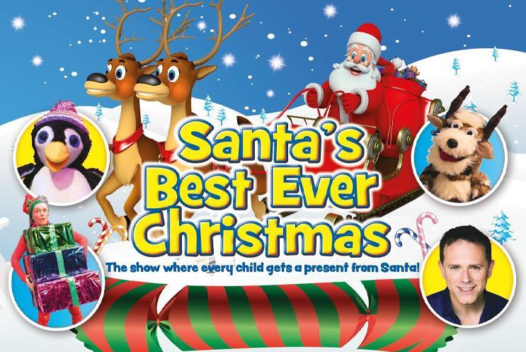 Show artwork of cartoon Santa and title
