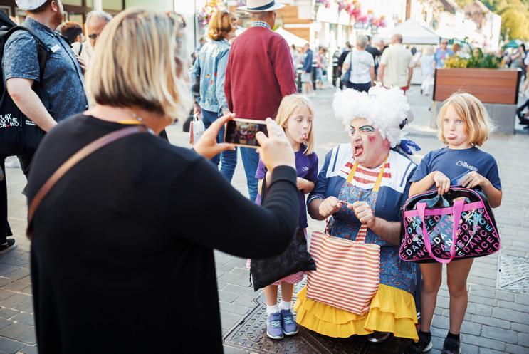 Panto Dame taking photos in Winchester