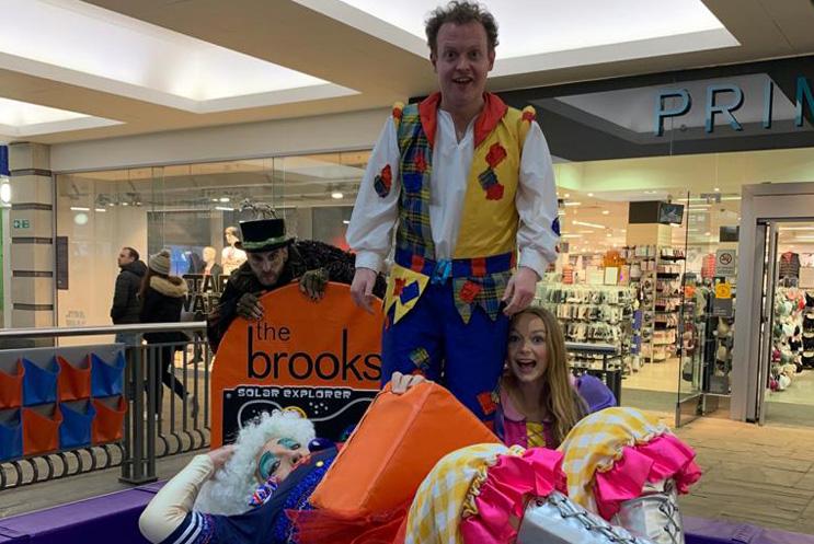 Panto cast at The Brooks Shopping Centre