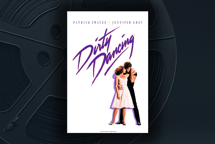 Dirty Dancing movie poster. A young man and woman embraced.
