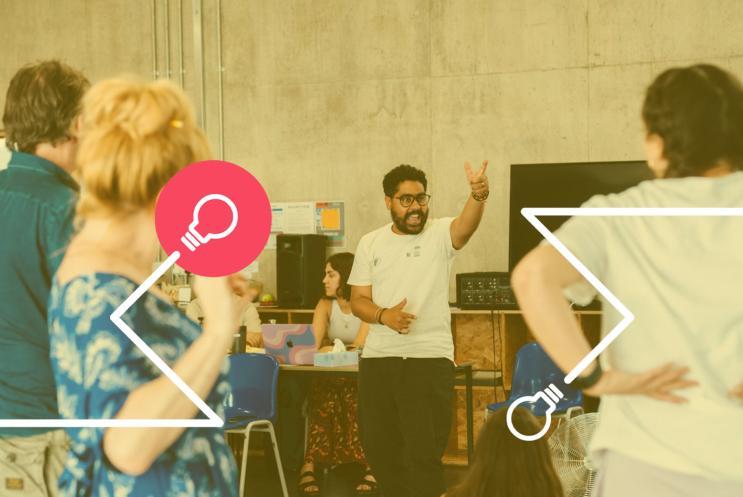 Robin Belfield delivering a workshop to a group of people