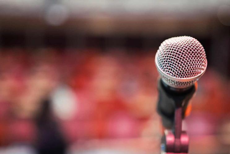 A microphone on a stage