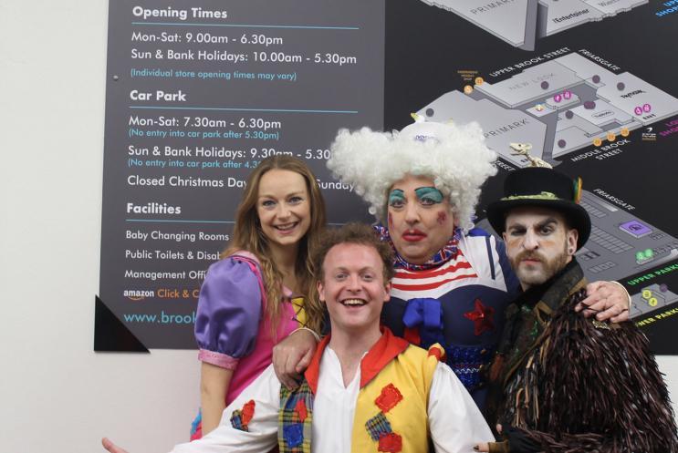 Panto cast at The Brooks Shopping Centre